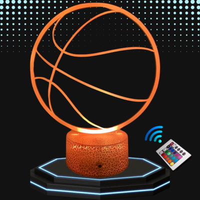 Lampe 3d personnalisée à led - Ballon de basketball | Veilleuse, Décoration Maison, Cadeau Personnalisé Anniversaire et Noël