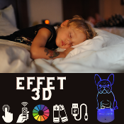 Lampe 3d personnalisée à led - Animal Chien Bouledogue | Veilleuse, Décoration Maison, Cadeau Personnalisé Anniversaire et Noël