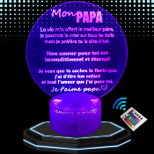 Lampe 3d personnalisée à led - Pour mon papa père| Veilleuse, Décoration Maison, Cadeau Personnalisé Anniversaire et Noël