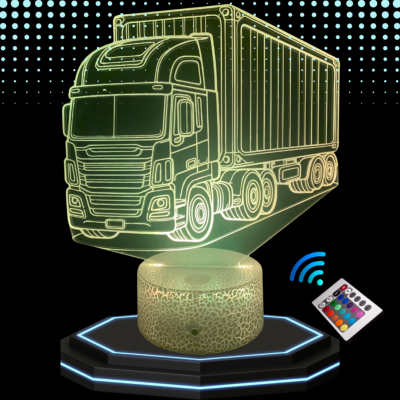 Lampe 3d personnalisée à led - Camion semi remorque routier| Veilleuse, Décoration Maison, Cadeau Personnalisé Anniversaire et Noël