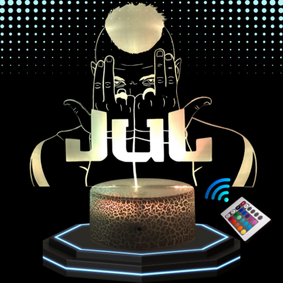 Lampe 3d personnalisée à led - Rappeur Jul | Veilleuse Rappeur, Décoration Chambre Fan, Cadeau Original