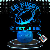 Lampe 3d personnalise  led - Rugby c'est la vie| Veilleuse Enfant, Dcoration Chambre, Cadeau Personnalis Anniversaire et Nol