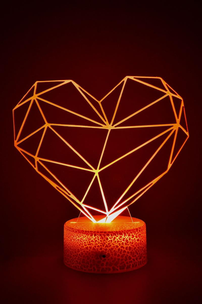Lampe 3D personnalisée - Cœur géométrique