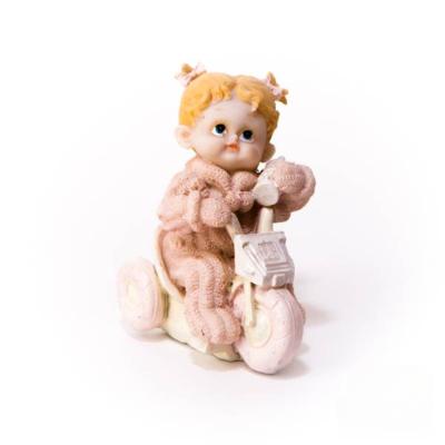 Figurine bebe rose tricycle couette 11 cm seul
