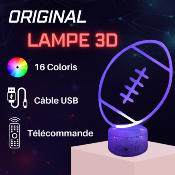 Lampe 3d personnalisée à led - Ballon de Rugby | Veilleuse, Décoration Maison, Cadeau Personnalisé Anniversaire et Noël