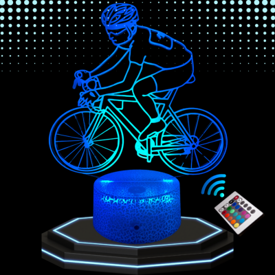 Lampe 3d personnalisée à led - Cycliste| Veilleuse, Décoration Maison, Cadeau Personnalisé Anniversaire et Noël