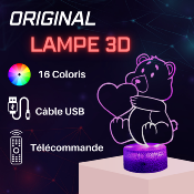 Lampe 3d personnalisée à led - Ourson coeur